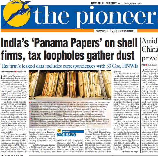 India’s ‘Panama Papers’ on shell firms, tax loopholes gather dust