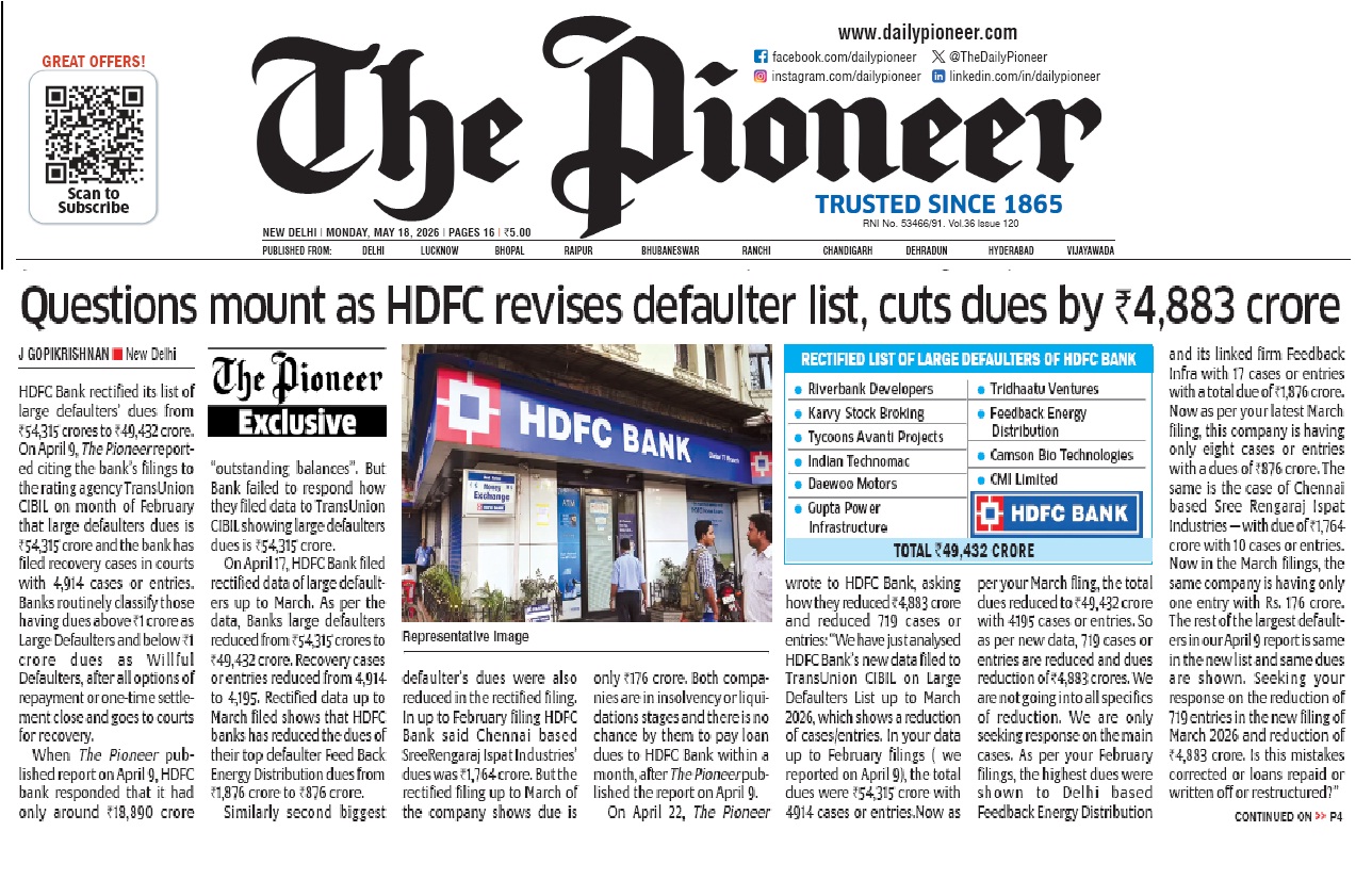 Questions mount as HDFC Bank revises defaulter list, cuts dues by Rs 4,883 crore